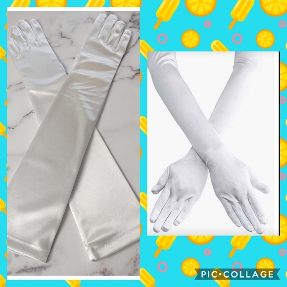 Dramatic women's long 19" white costume gloves - Picture 9 of 11